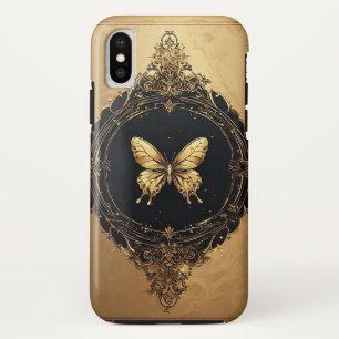 Goldener Schmetterling in ornamentaler Rahmenkonst Case-Mate iPhone Hülle