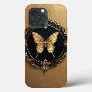 Goldener Schmetterling in ornamentaler Rahmenkonst Case-Mate iPhone Hülle