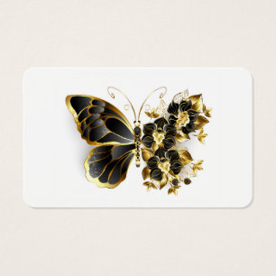 Goldener Schmetterling mit schwarzem Orchid