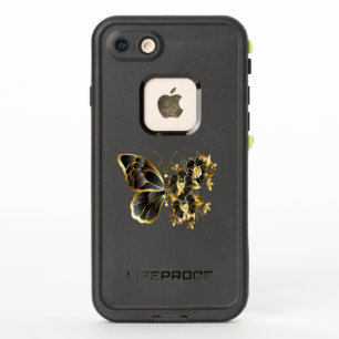 Goldener Schmetterling mit schwarzem Orchid