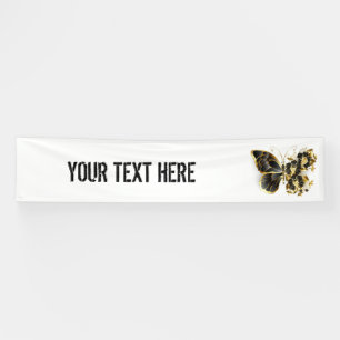 Goldener Schmetterling mit schwarzem Orchid Banner
