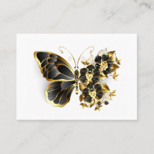 Goldener Schmetterling mit schwarzem Orchid Empfehlungskarte