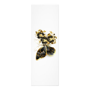 Goldener Schmetterling mit schwarzem Orchid Fotodruck