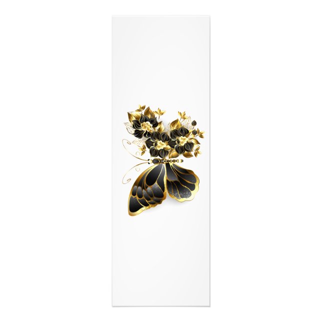 Goldener Schmetterling mit schwarzem Orchid Fotodruck (Vorne)