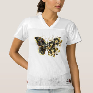 Goldener Schmetterling mit schwarzem Orchid Frauen Football Trikot