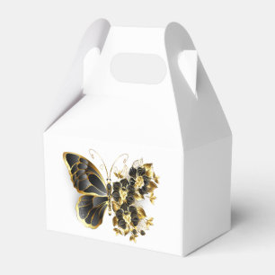 Goldener Schmetterling mit schwarzem Orchid Geschenkschachtel