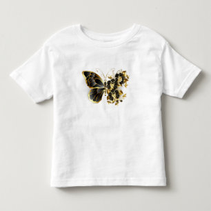 Goldener Schmetterling mit schwarzem Orchid Kleinkind T-shirt