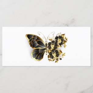 Goldener Schmetterling mit schwarzem Orchid Menükarte