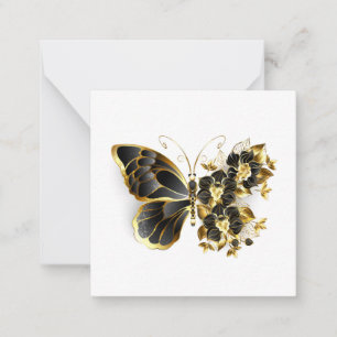 Goldener Schmetterling mit schwarzem Orchid Mitteilungskarte