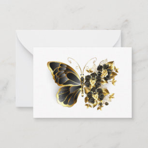 Goldener Schmetterling mit schwarzem Orchid Mitteilungskarte