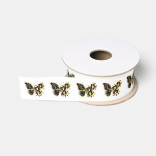 Goldener Schmetterling mit schwarzem Orchid Ripsband