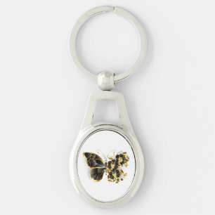Goldener Schmetterling mit schwarzem Orchid Schlüsselanhänger