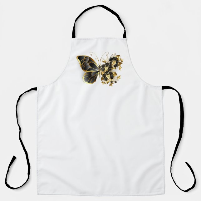 Goldener Schmetterling mit schwarzem Orchid Schürze (Vorderseite)
