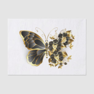 Goldener Schmetterling mit schwarzem Orchid Seidenpapier