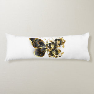Goldener Schmetterling mit schwarzem Orchid Seitenschläferkissen