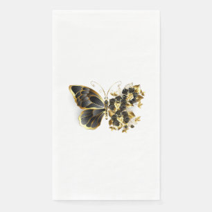 Goldener Schmetterling mit schwarzem Orchid Serviette