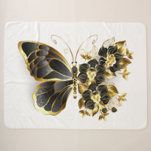Goldener Schmetterling mit schwarzem Orchid Sherpadecke