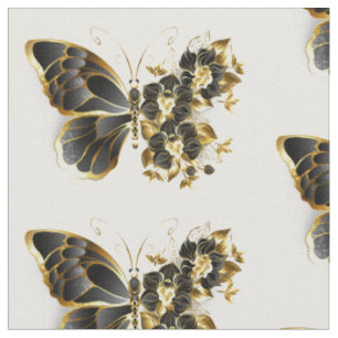Goldener Schmetterling mit schwarzem Orchid Stoff