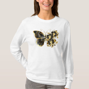 Goldener Schmetterling mit schwarzem Orchid T-Shirt
