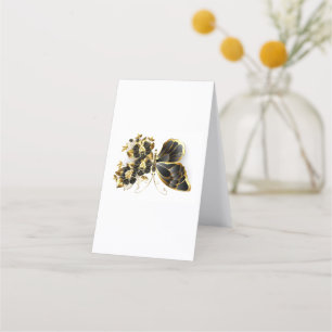 Goldener Schmetterling mit schwarzem Orchid Treuekarte