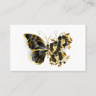 Goldener Schmetterling mit schwarzem Orchid Visitenkarte
