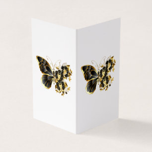 Goldener Schmetterling mit schwarzem Orchid Visitenkarten