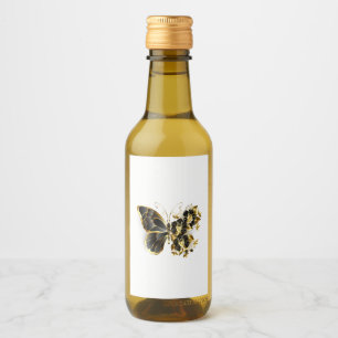 Goldener Schmetterling mit schwarzem Orchid Weinetikett