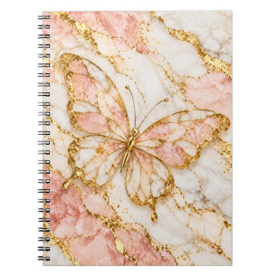 Goldener Schmetterling Rosa Marmor Eleganz Notizblock