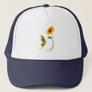 Goldener Schmetterling Sonnenblume Botanisch Flora Truckerkappe
