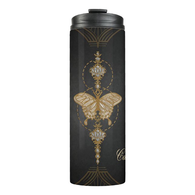 Goldener Schmetterling. Thermosbecher (Vorderseite)