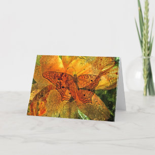 Goldener Schmetterling und Lilie - Karte