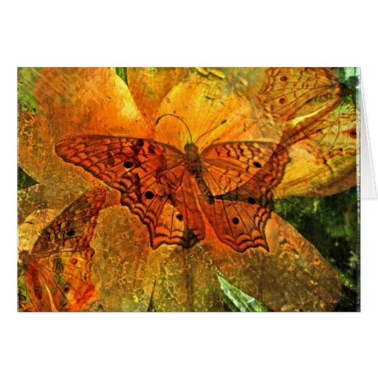 Goldener Schmetterling und Lilie - Karte