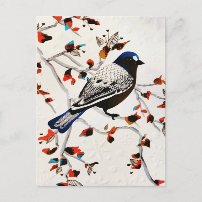 Goldener Schneeflocken Wintervogel Ankündigungspostkarte (Vorderseite)