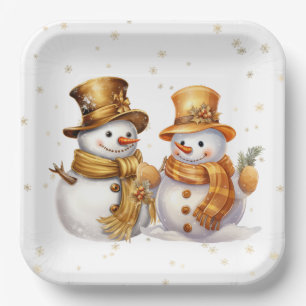 Goldener Schneemann Pappteller