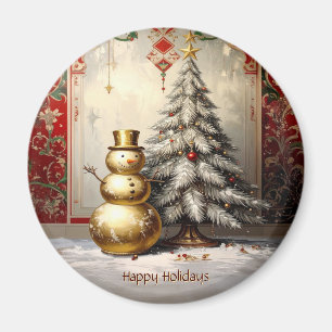 Goldener Schneemann Weihnachtsbaum Feiertagsmagnet Magnet
