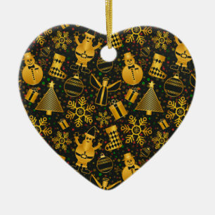 goldener Schneemann-Weihnachtsschmuck Keramik Ornament