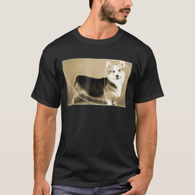 Goldener Schnitt Corgi Fibonacci Spirale Mathe Tee (Vorderseite)