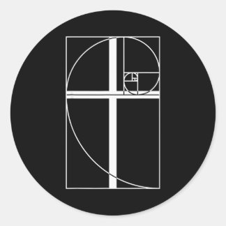 Goldener Schnitt Kreuz Christlich Fibonacci-Folge  Runder Aufkleber