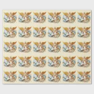 Goldener Schutzengel mit weißem Vogel Geschenkpapier