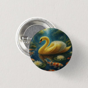Goldener Schwan-Knopf Button