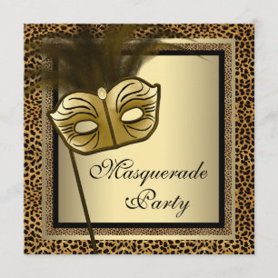 Goldener schwarzer Leopard Maskenparty Einladung