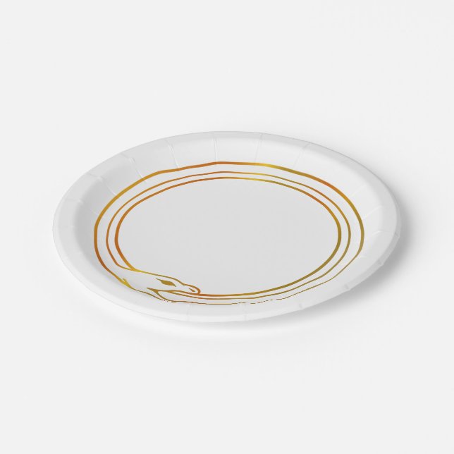 Goldener Selbst Ouroboros Schlange, der Pappteller (Schrägansicht)