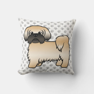 Goldener Shih Tzu Cartoon-Hund mit schwarzer Maske Kissen