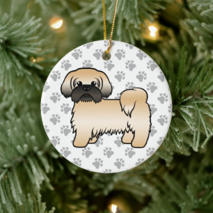 Goldener Shih Tzu mit schwarzer Maske, süßer Carto Keramik Ornament