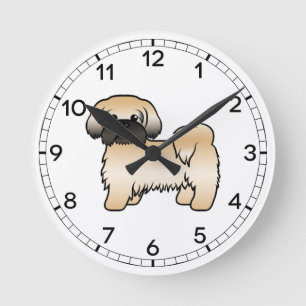 Goldener Shih Tzu mit schwarzer Maske, süßer Carto Runde Wanduhr