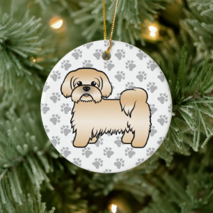 Goldener Shih Tzu Süße Cartoon-Hund-Illustration Keramik Ornament