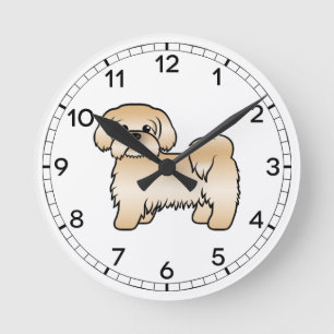 Goldener Shih Tzu Süße Cartoon-Hund-Illustration Runde Wanduhr
