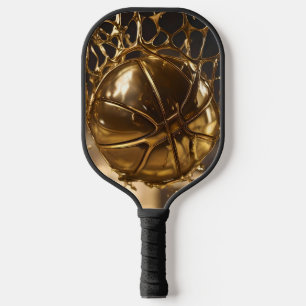 "Goldener Sieg: Netball in einem glänzenden Netz g Pickleball Schläger