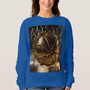 Goldener Sieg: Netball in einem glänzenden Netz ge Sweatshirt