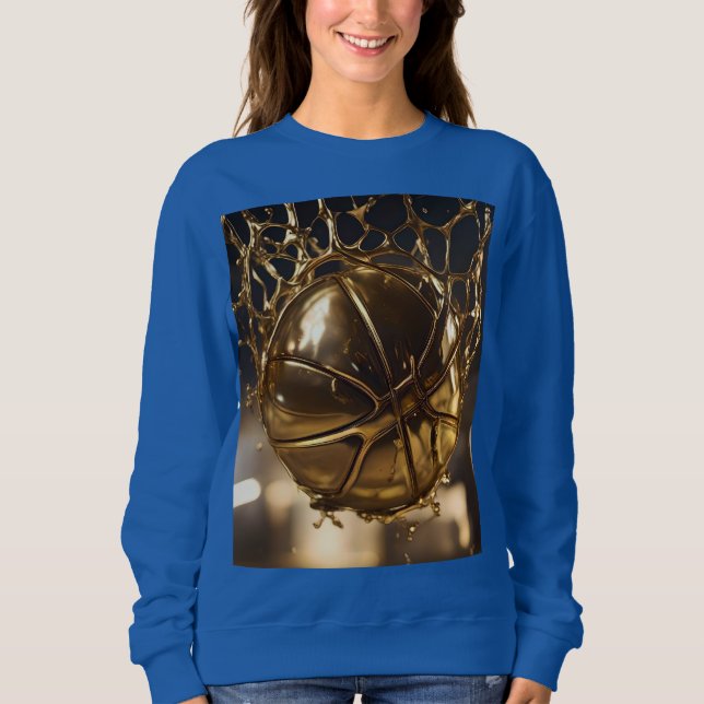 Goldener Sieg: Netball in einem glänzenden Netz ge Sweatshirt (Vorderseite)